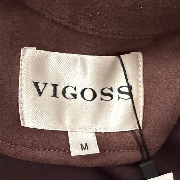 VIGOSS- Brown Faux Suede Studded Trucker Jacket Gold Stud Western Rock Style - Picture 6 of 14